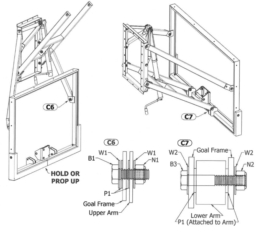 backboard attachment assembly c6 and c7