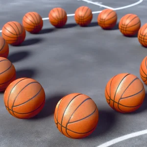 basketballs in a circle
